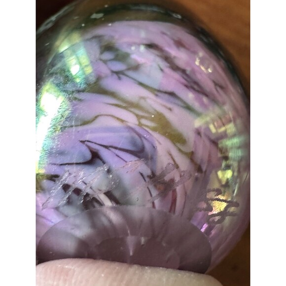 Vintage 1989 Mount Saint Helens Ash Iridescent Art Glass Egg Paperweight Signed - Picture 8 of 15